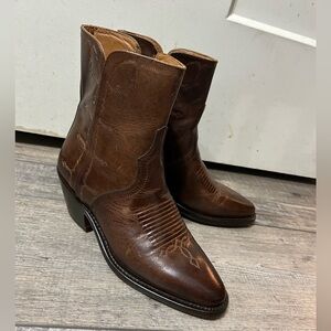 Lucchese Bootmaker Women's Mila Ankle Boots Dark Saddle Brown Leather